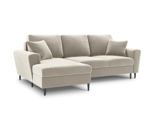 Rozkładana sofa narożna Kyoto beżowa / czarne nóżki P/L