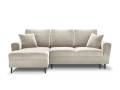 Rozkładana sofa narożna Kyoto beżowa / czarne nóżki P/L