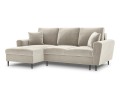 Rozkładana sofa narożna Kyoto beżowa / czarne nóżki P/L