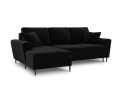 Rozkładana sofa narożna Kyoto czarna / czarne nóżki P/L