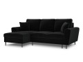 Rozkładana sofa narożna Kyoto czarna / czarne nóżki P/L