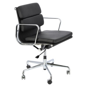 Czarny Fotel Biurowy Skóra Naturalna 217