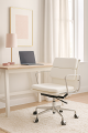 Biały Fotel Biurowy Skóra Naturalna 717