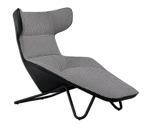 Leżanka VITA pepitka - tkanina, ekoskóra, metal 