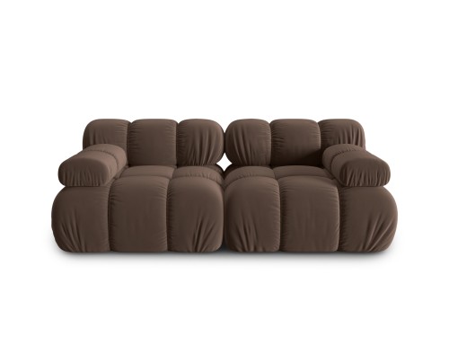 Aksamitna sofa modułowa 2-osobowa Bellis brązowa mocca