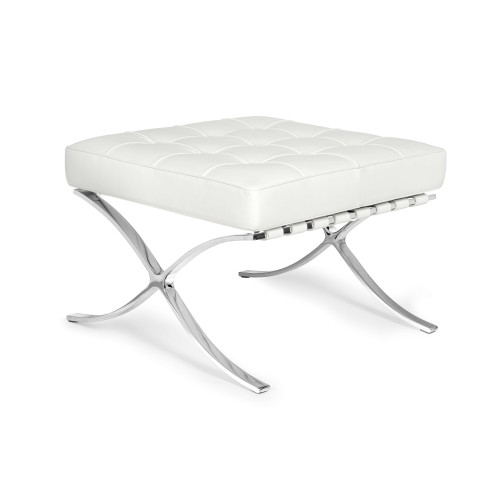 Podnóżek biała skóra naturalna pikowany Prestige