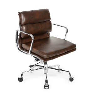 Brązowy Fotel Biurowy Skóra Naturalna 217