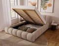 Łóżko tapicerowane z pojemnikiem Bubbly beżowe