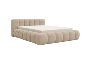 Łóżko tapicerowane z pojemnikiem Bubbly beżowe