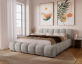 Łóżko tapicerowane z pojemnikiem Bubbly jasnoszare