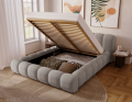 Łóżko tapicerowane z pojemnikiem Bubbly jasnoszare