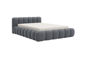 Łóżko tapicerowane z pojemnikiem Bubbly szare