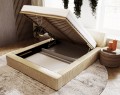 Łóżko tapicerowane z pojemnikiem Super Comfy masełkowy żółty