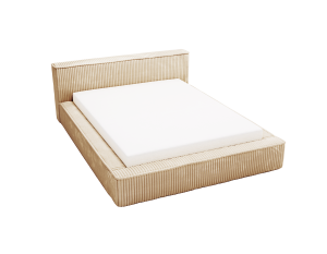 Łóżko tapicerowane z pojemnikiem Super Comfy masełkowy żółty