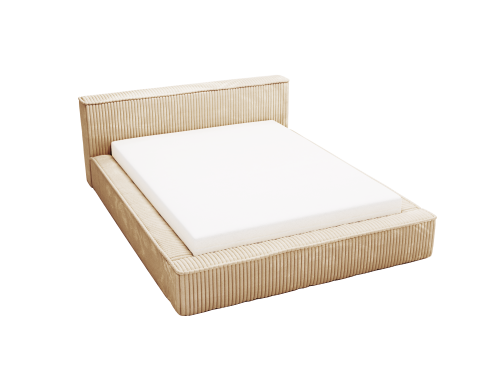 Łóżko tapicerowane z pojemnikiem Super Comfy masełkowy żółty
