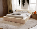 Łóżko tapicerowane z pojemnikiem Super Comfy masełkowy żółty