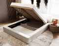 Łóżko tapicerowane z pojemnikiem Super Comfy jasno beżowe