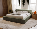 Łóżko tapicerowane z pojemnikiem Super Comfy zielony oliwkowy