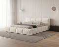 Łóżko tapicerowane z pojemnikiem Sleek jasnobeżowe