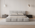 Łóżko tapicerowane z pojemnikiem Sleek jasnoszare