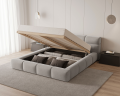 Łóżko tapicerowane z pojemnikiem Sleek jasnoszare