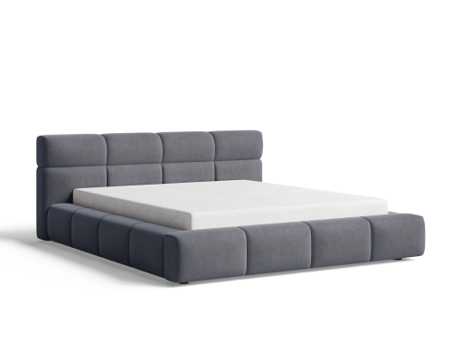 Łóżko tapicerowane z pojemnikiem Sleek szare