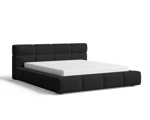 Łóżko tapicerowane z pojemnikiem Sleek czarne