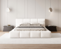 Łóżko tapicerowane z pojemnikiem Sleek boucle białe