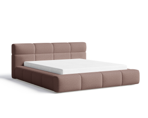 Łóżko tapicerowane z pojemnikiem Sleek boucle brązowe