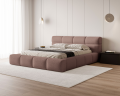 Łóżko tapicerowane z pojemnikiem Sleek boucle brązowe