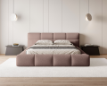 Łóżko tapicerowane z pojemnikiem Sleek boucle brązowe