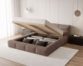 Łóżko tapicerowane z pojemnikiem Sleek boucle brązowe