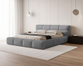 Łóżko tapicerowane z pojemnikiem Sleek boucle szare