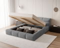 Łóżko tapicerowane z pojemnikiem Sleek boucle szare