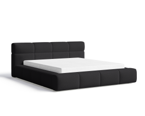 Łóżko tapicerowane z pojemnikiem Sleek boucle czarne