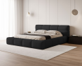 Łóżko tapicerowane z pojemnikiem Sleek boucle czarne
