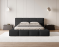 Łóżko tapicerowane z pojemnikiem Sleek boucle czarne