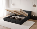 Łóżko tapicerowane z pojemnikiem Sleek boucle czarne