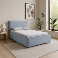 Łóżko tapicerowane z pojemnikiem Magic Dream błękitny aksamit