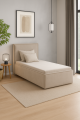 Nowoczesne łóżko tapicerowane z pojemnikiem Magic Dream jasno-beżowy aksamit