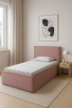 Nowoczesne łóżko tapicerowane z pojemnikiem Magic Dream różowy aksamit 