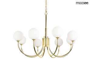 Złota lampa wisząca z mlecznymi kloszami MOOSEE GRACIA