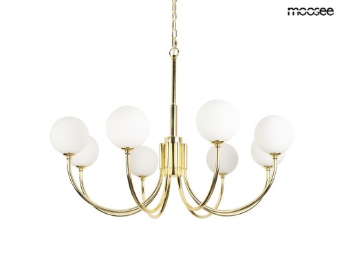 Złota lampa wisząca z mlecznymi kloszami MOOSEE GRACIA