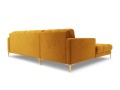 Narożna sofa pikowana Bali żółty aksamit na złotych nóżkach