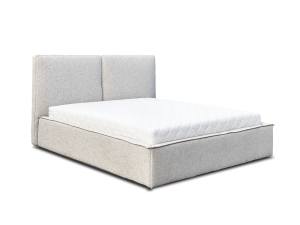 Oryginalne łóżko tapicerowane tkaniną plecioną z pojemnikiem Pillow