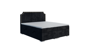 Nowoczesne łóżko kontynentalne tapicerowane Louvre czarny aksamit