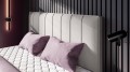 Stylowe łóżko kontynentalne tapicerowane Simple biała plecionka