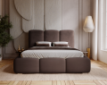 Łóżko tapicerowane z pojemnikiem Roll czekoladowy brąz