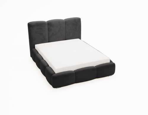 Łóżko tapicerowane z pojemnikiem Roll czarne