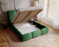 Łóżko tapicerowane z pojemnikiem Roll zielone